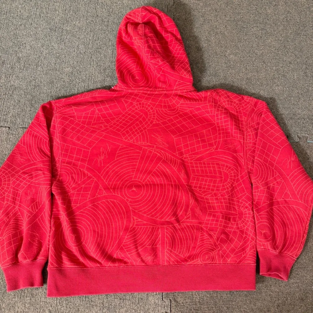 Jordan Flight Loose Fit Red All Over Print Hoodie Sweatshirt Small S mens fit